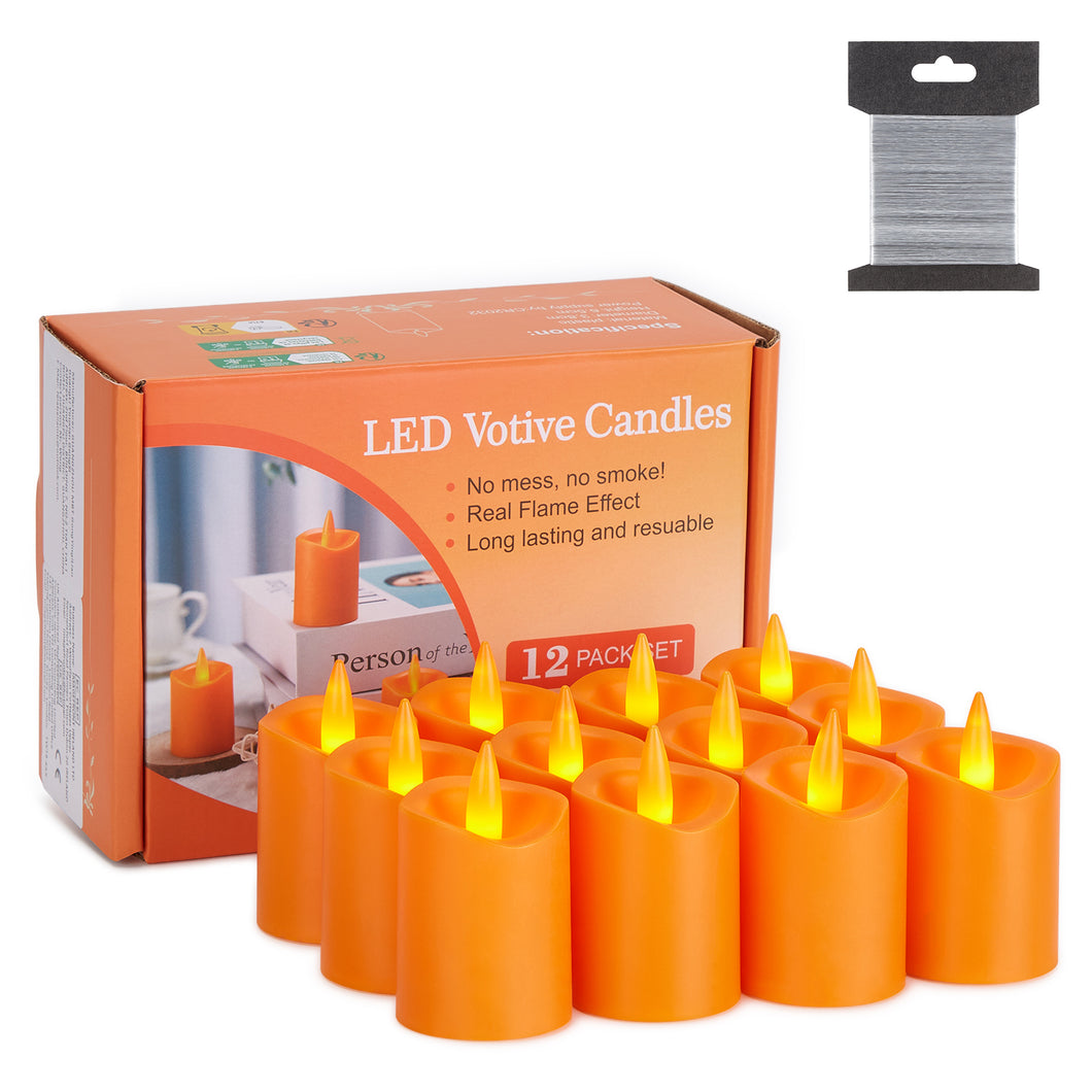 IMAGE 12 Pcs Votive Candles Battery Operated 3D Wick Ivory LED Candles, Flameless Votive Candles with Timer