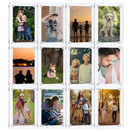 Vicyak 12 Pack High Transparency Acrylic Magnetic Photo Frame for Refrigerator, Double-Sided Frameless Design, Compatible with Instax and Polaroid Photos, 2.36
