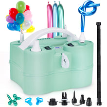 Load image into Gallery viewer, AGPtEK 3-in-1 Air Pump for Inflatables and Balloon Electric Air Balloon Pump 600W for Air Mattress, Compression Bag, Green
