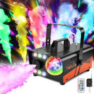 HAKUTA Fog Machine, 600W Smoke Machine with Disco Ball Light and LED RGB Lights, 2300 CFM Spray with Auto Spray Function, Great for Halloween, Christmas, Wedding, Stage Performance and Parties