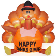 Load image into Gallery viewer, 6FT Thanksgiving Inflatable Turkey with LED Light Autumn Outdoor Garden Yard Decorations
