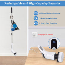 Load image into Gallery viewer, Fixm Electric Spin Scrubber, Cordless Shower Scrubber with Adjustable Extension Handle, Electric Cleaning Brush for Bathtub Kitchen Wall Cleaning, 2 Speeds with Display and 11 Replaceable Brush Heads
