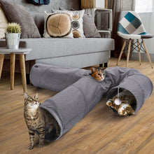 Load image into Gallery viewer, Cat Tunnel 3 Way Collapsible U-Shaped Pet Play Tunnel Tube Toy Large Cat Tunnels for Indoor Cats, Puppy, Kitty, Rabbit
