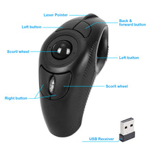 Load image into Gallery viewer, Wireless USB Handheld Finger Trackball Mouse with Laser Pointer, Black
