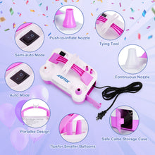 Load image into Gallery viewer, AGPtEK 110V 600W Electric Air Balloon Pump with Built-in Tying Tool, Purple &amp; White
