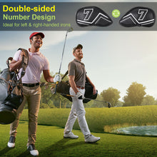 Load image into Gallery viewer, WELSPO 11 Pack Magnetic Golf Iron Head Covers, Embroidered Club Label on Both Sides of Golf Club Covers for Irons and Wedge, Synthetic Leather Club Headcover, Universal Fit Main Iron Clubs
