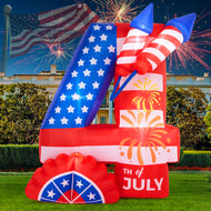 CAMULAND 5FT Tall Patriotic Independence Day 4th of July Inflatable Outdoor Decorations with LED Lights for Yard Garden Lawn Memorial Day Decor