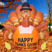 Load image into Gallery viewer, 6FT Thanksgiving Inflatable Turkey with LED Light Autumn Outdoor Garden Yard Decorations
