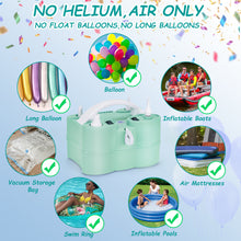 Load image into Gallery viewer, AGPtEK 3-in-1 Air Pump for Inflatables and Balloon Electric Air Balloon Pump 600W for Air Mattress, Compression Bag, Green
