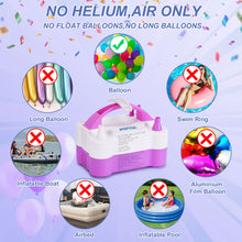 Load image into Gallery viewer, AGPtEK 110V 600W Electric Air Balloon Pump with Built-in Tying Tool, Purple &amp; White
