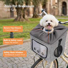 Load image into Gallery viewer, Ownpets Large Bike Front Basket Pet Carrier, with Breathable Mesh Windows Functions as car booster seat or adjustable shoulder bag for pet, foldable for storage, compatible with most bike handlebars
