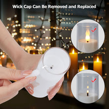 Load image into Gallery viewer, IMAGE Flickering Flameless Candles Acrylic Shell Pillar 3D Wick LED Candles with Timer for Wedding Christmas Home Decor Set of 5 White
