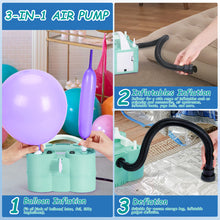 Load image into Gallery viewer, AGPtEK 3-in-1 Air Pump for Inflatables and Balloon Electric Air Balloon Pump 600W for Air Mattress, Compression Bag, Green

