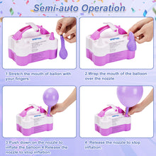 Load image into Gallery viewer, AGPtEK 110V 600W Electric Air Balloon Pump with Built-in Tying Tool, Purple &amp; White
