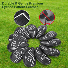Load image into Gallery viewer, WELSPO 11 Pack Magnetic Golf Iron Head Covers, Embroidered Club Label on Both Sides of Golf Club Covers for Irons and Wedge, Synthetic Leather Club Headcover, Universal Fit Main Iron Clubs
