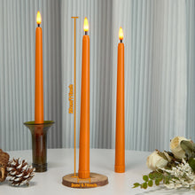 Load image into Gallery viewer, IMAGE 12 Pcs Orange Flickering Flameless Taper Candles 3D Wick Ivory with 10 Keys Remote and Timer
