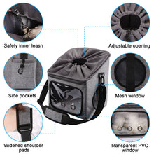 Load image into Gallery viewer, Ownpets Pet Bike Basket, Foldable Waterproof Dog Bike Basket Carrier with Mesh Windows &amp; Adjustable Safety Straps for Small, Medium Dogs &amp; Cats, Muti-Purpose Dog Bag Carrier for Cycling, Walking, Hiking, Car Travel &amp; More
