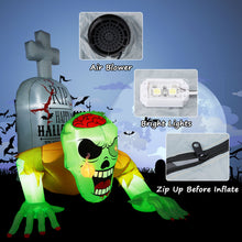 Load image into Gallery viewer, 5.7FT Inflatable Halloween Decorations  Inflatable Crawling Green Ghost with Tombstone, Built-in LED Lights
