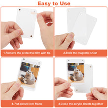Load image into Gallery viewer, Vicyak 12 Pack High Transparency Acrylic Magnetic Photo Frame for Refrigerator, Double-Sided Frameless Design, Compatible with Instax and Polaroid Photos, 2.36&quot; x 3.54&quot;
