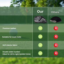 Load image into Gallery viewer, WELSPO 11 Pack Magnetic Golf Iron Head Covers, Embroidered Club Label on Both Sides of Golf Club Covers for Irons and Wedge, Synthetic Leather Club Headcover, Universal Fit Main Iron Clubs
