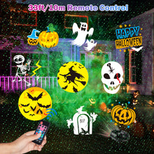 Load image into Gallery viewer, HAKUTA Halloween Christmas Laser Projector Lights 3-in-1 Wave Ocean Effect LED Projector with 10 Slides/80 HD Patterns for Christmas, New Year, Birthday, Halloween, Thanksgiving Decor
