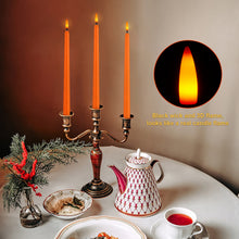 Load image into Gallery viewer, IMAGE 12 Pcs Orange Flickering Flameless Taper Candles 3D Wick Ivory with 10 Keys Remote and Timer
