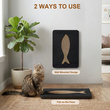Load image into Gallery viewer, Ownpets Wall Cat Scratcher, Cute Vertical Cat Scratching Board, Wall Mounted Cat Scratch Pad for Wall, Glass, Wood, and Tile, Furniture Protector, Fish Print Black
