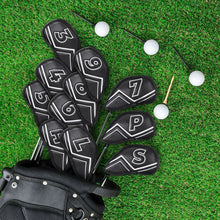 Load image into Gallery viewer, WELSPO 11 Pack Magnetic Golf Iron Head Covers, Embroidered Club Label on Both Sides of Golf Club Covers for Irons and Wedge, Synthetic Leather Club Headcover, Universal Fit Main Iron Clubs
