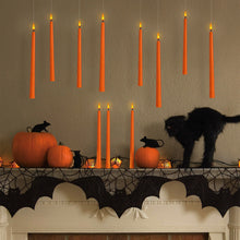 Load image into Gallery viewer, IMAGE 12 Pcs Orange Flickering Flameless Taper Candles 3D Wick Ivory with 10 Keys Remote and Timer
