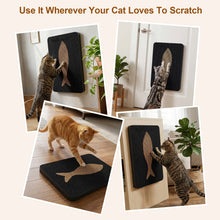 Load image into Gallery viewer, Ownpets Wall Cat Scratcher, Cute Vertical Cat Scratching Board, Wall Mounted Cat Scratch Pad for Wall, Glass, Wood, and Tile, Furniture Protector, Fish Print Black
