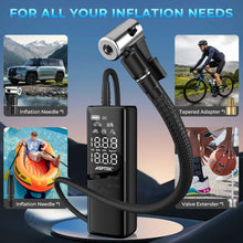 Load image into Gallery viewer, AGPtEK Tire Inflator Portable Air Compressor-150PSI &amp; 7500mAh&amp; 12V DC Tire Pressure Gauge Electric Air Pump,LCD Display with LED Light for Cars, Bikes &amp; Motorcycle Tires, Balls
