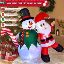 Load image into Gallery viewer, Christmas Inflatables, CAMULAND 6FT Inflatable Christmas Decorations Inflatable Snowman and Santa Claus with Built-in LED Lights, Outdoor Christmas Decorations Blow-up Decor for Yard, Garden and Party
