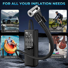 Load image into Gallery viewer, AGPtEK Tire Inflator Portable Air Compressor-150PSI &amp; 7500mAh&amp; 12V DC Tire Pressure Gauge Electric Air Pump,LCD Display with LED Light for Cars, Bikes &amp; Motorcycle Tires, Balls
