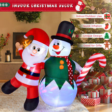 Load image into Gallery viewer, Christmas Inflatables, CAMULAND 6FT Inflatable Christmas Decorations Inflatable Snowman and Santa Claus with Built-in LED Lights, Outdoor Christmas Decorations Blow-up Decor for Yard, Garden and Party
