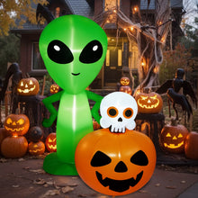 Load image into Gallery viewer, CAMULAND 6.8FT Halloween Inflatable Alien with Pumpkin Decorations Halloween Inflatable Blow Up Decor with Built-in LED Lights Outdoor Inflatable Decoration for Garden, Lawn, Yard
