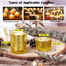 Load image into Gallery viewer, IMAGE Elegant Votive Gold Glass Tea Light Holders Set of 12, Includes 6 Tall and 6 Short Square Candle Holders for Weddings, Diwali, Home Decor, and Special Events
