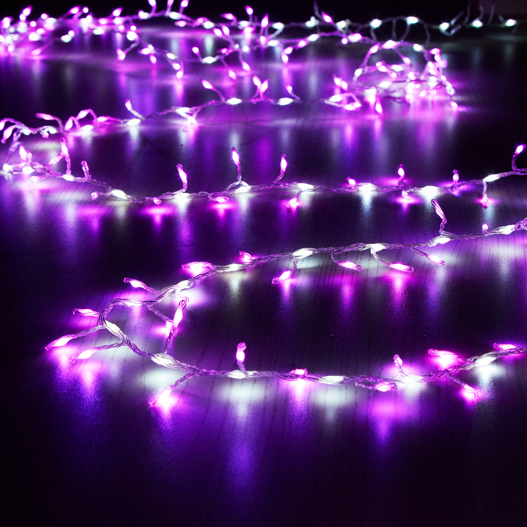 IMAGE 5M/16.4Ft 300 LED Firecracker Starry String Lights Fairy Lights Plug in Twinkle String Lights Bright DIY for Party Wedding Christmas Decoration, Pink & White