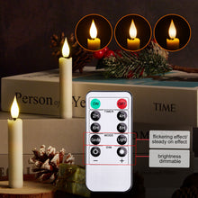 Load image into Gallery viewer, 12 Pack LED Taper Candles Light Set Flameless 3D Wick Ivory Candles with Clip-on Christmas Tree Design, 10-Key Remote with Timer, Warm White
