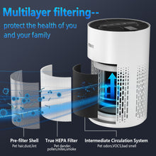 Load image into Gallery viewer, Air Purifier with True HEPA Filter, Air Purifiers for Large Room Up to 215 Sq. Ft and Filters 99.9% of Allergens, Pet Dander, Dust, 20dB Quiet Air Cleaner for Bedroom
