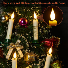 Load image into Gallery viewer, 12 Pack LED Taper Candles Light Set Flameless 3D Wick Ivory Candles with Clip-on Christmas Tree Design, 10-Key Remote with Timer, Warm White
