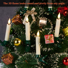 Load image into Gallery viewer, 12 Pack LED Taper Candles Light Set Flameless 3D Wick Ivory Candles with Clip-on Christmas Tree Design, 10-Key Remote with Timer, Warm White
