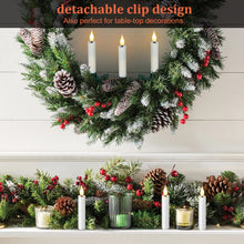 Load image into Gallery viewer, 12 Pack LED Taper Candles Light Set Flameless 3D Wick Ivory Candles with Clip-on Christmas Tree Design, 10-Key Remote with Timer, Warm White
