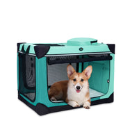 Ownpets 30 inch Collapsible Dog Crate, 4-Door Foldable Pet Kennel with Durable Mesh Windows & Soft Mat for Medium Dogs