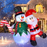 Christmas Inflatables, CAMULAND 6FT Inflatable Christmas Decorations Inflatable Snowman and Santa Claus with Built-in LED Lights, Outdoor Christmas Decorations Blow-up Decor for Yard, Garden and Party