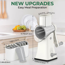 Load image into Gallery viewer, Multifunctional Cheese Grater 5-in-1 Stainless Steel Blade Set for Slicing, Shredding, and Grinding with an Enlarged Feeding Port, White
