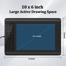 Load image into Gallery viewer, IMAGE Graphics Drawing Tablet 10 x 6 Inch Large Active Area with 8192 Levels Battery-Free Pen and 12 Hot Keys, Compatible with Windows/Mac/Android for Painting, Design &amp; Online Teaching, Black
