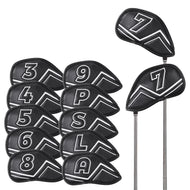 WELSPO 11 Pack Magnetic Golf Iron Head Covers, Embroidered Club Label on Both Sides of Golf Club Covers for Irons and Wedge, Synthetic Leather Club Headcover, Universal Fit Main Iron Clubs