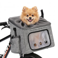 Load image into Gallery viewer, Ownpets Large Bike Front Basket Pet Carrier, with Breathable Mesh Windows Functions as car booster seat or adjustable shoulder bag for pet, foldable for storage, compatible with most bike handlebars
