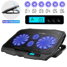 Load image into Gallery viewer, AGPTEK Gaming Laptop Cooling Pad Notebook Holder Compatible up to 17” Laptops/PS4/Router - Blue LED
