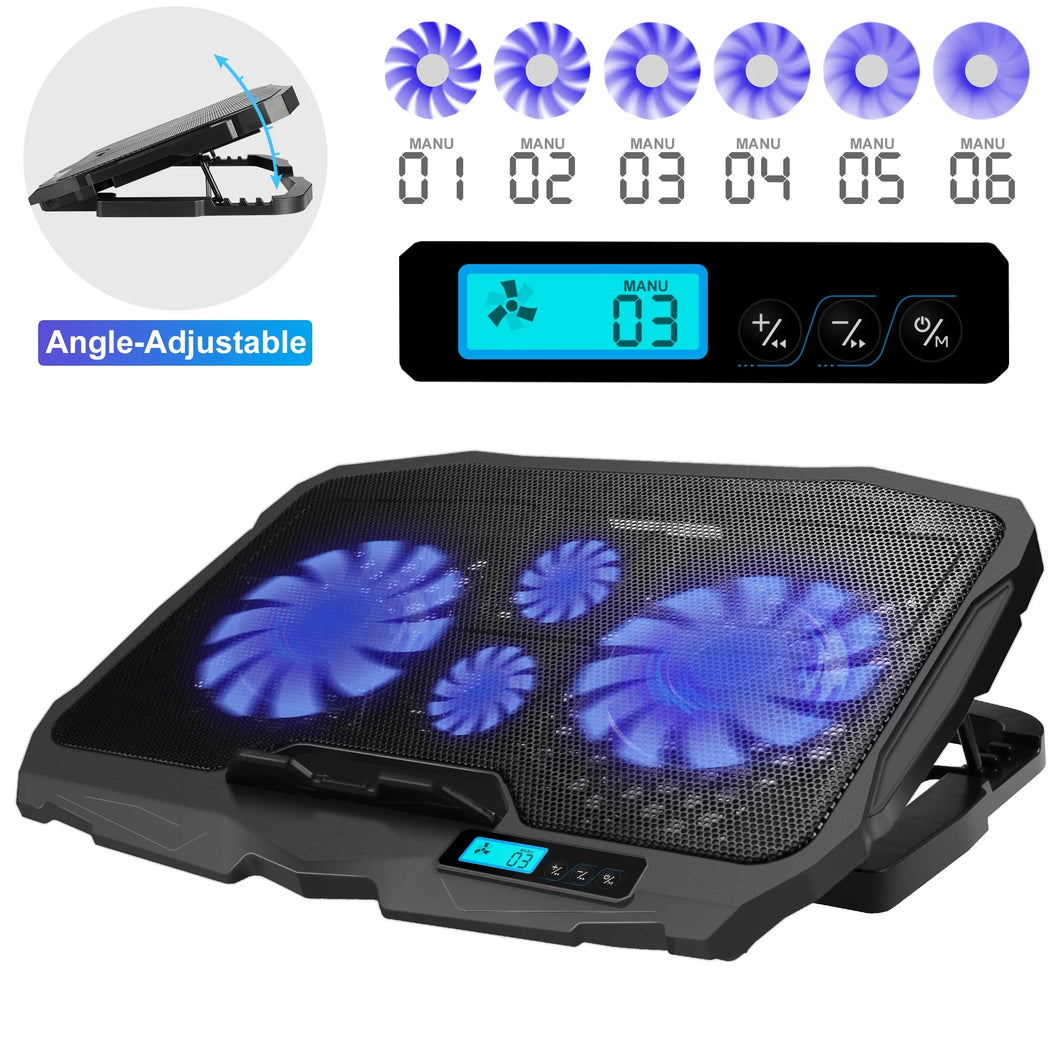 AGPTEK Gaming Laptop Cooling Pad Notebook Holder Compatible up to 17” Laptops/PS4/Router - Blue LED